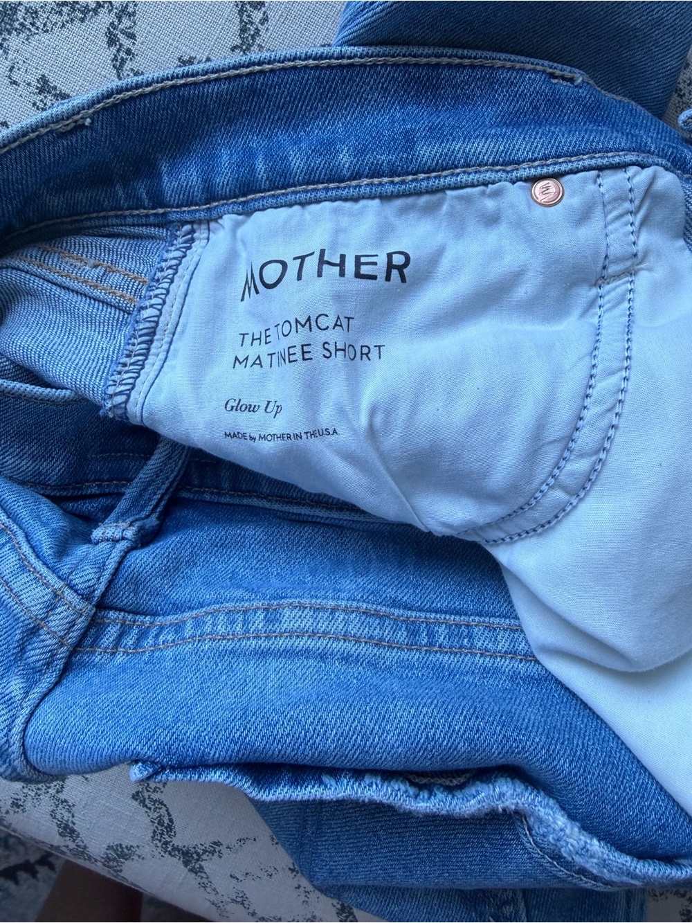 MOTHER Light Blue Denim High-Rise Jean Shorts - Picture 3 of 7